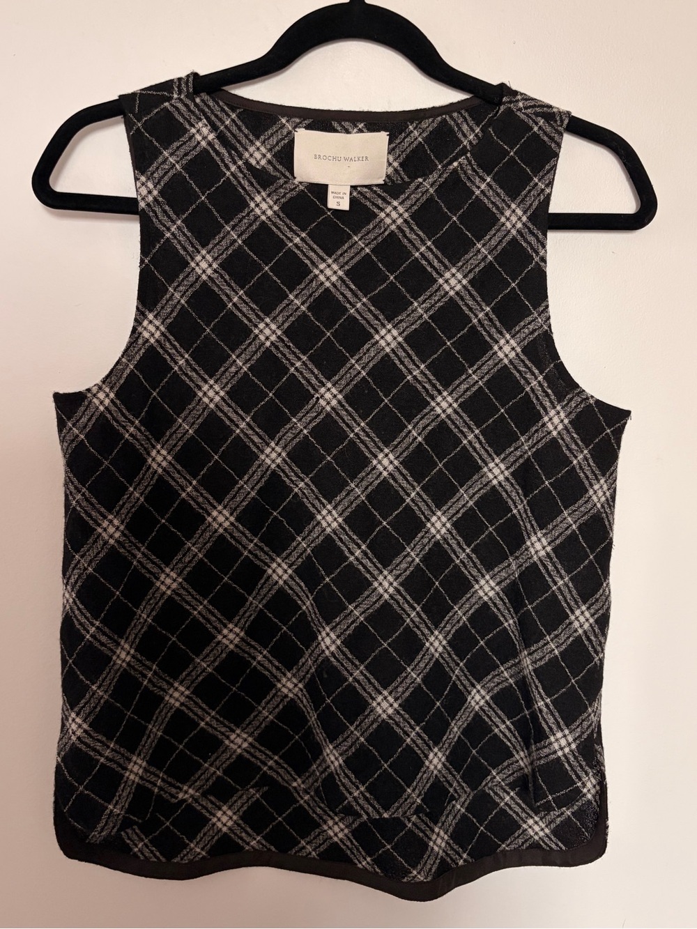 Brochu Walker 100% Wool Sleeveless Plaid Top - Small